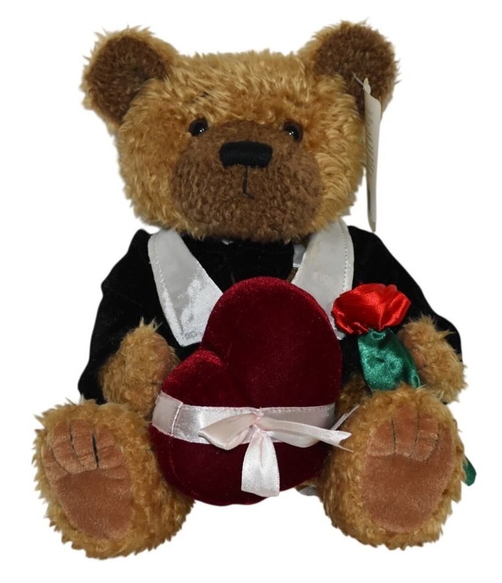 First & Main Romeo Teddy Bear Plush LG Valentine Heart Rose 15" Stuffed Animal